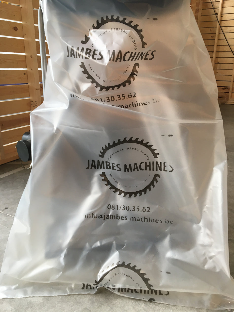 Plastic zuigzak voor spaanders, zaagsel - Logo Jambes Machines