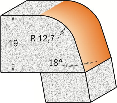 Kwartronde frees met "Delrin" lager 15°, HW 880