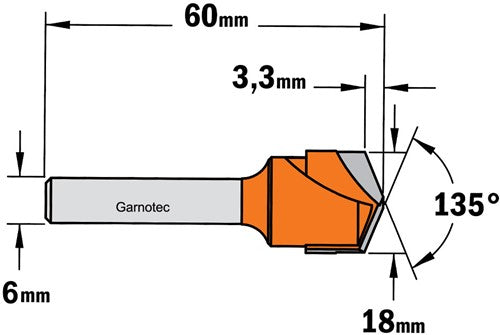 Fraise à rainures en V 135° (Alucobond), HW 715