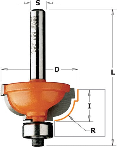 Round profile cutter with bearing, HW 964