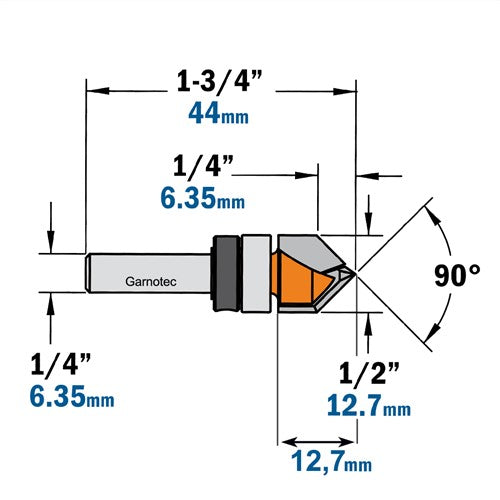 V-groove cutter with bearing, HW 815