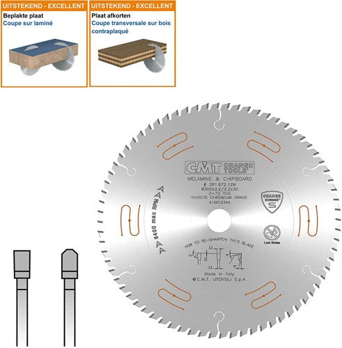 Geluidsarme zaag met chroomcoating (plaatmateriaal) 281