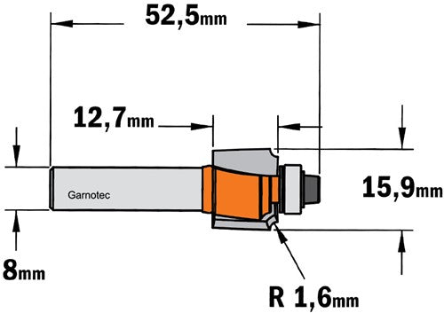 Kwartronde frees met lager, HW 939