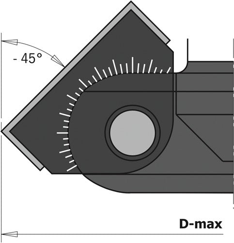 Mèche CNC inclinable D_max 45° 102mm, inclinable de 0 45° et 0 90° 663