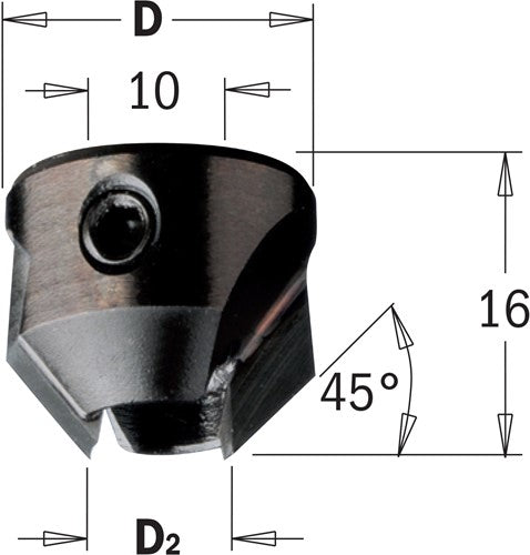 Verzinkboren voor single-coil spiraalbits, recht 315