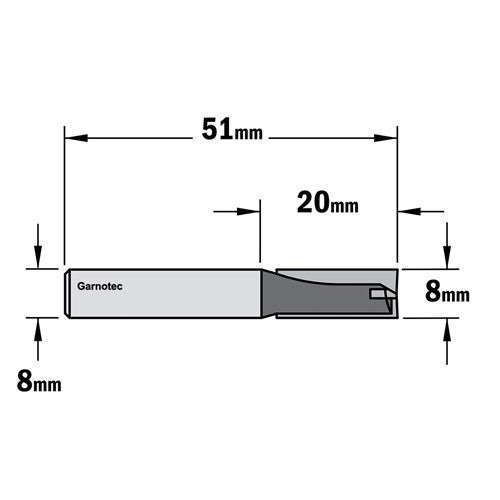 Straight milling cutter Z2+1 (Contractor), HW K174