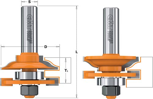 Set van 2 profiel- en tegenprofielfreesstukken, HW 991