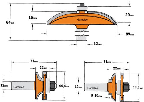 Set van 3 CMT speciale keukenfrezen, D+B profiel, HW 900