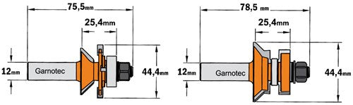 Milling set for tongue and groove connection with a V-groove, HW 955