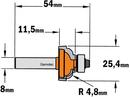 Round profile cutter with bearing, HW 963