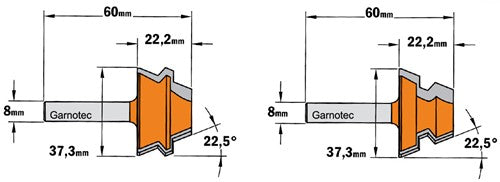 Verstekfrees 22,5° haaks, HW 955