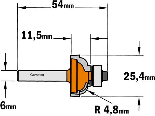 Round profile cutter with bearing, HW 763