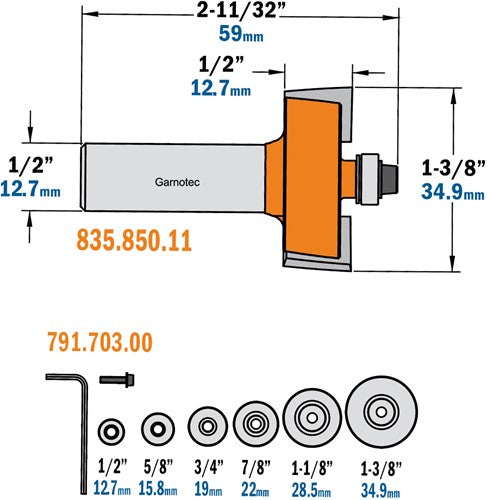 Rebate cutter + 6 bearing, HW 835