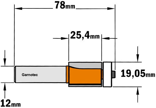 Straight milling cutter with "Delrin" bearing, HW 980