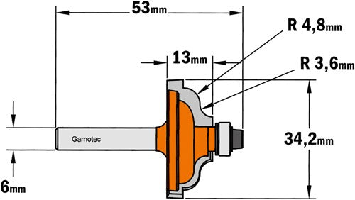 Profile cutter with bearing, HW 747