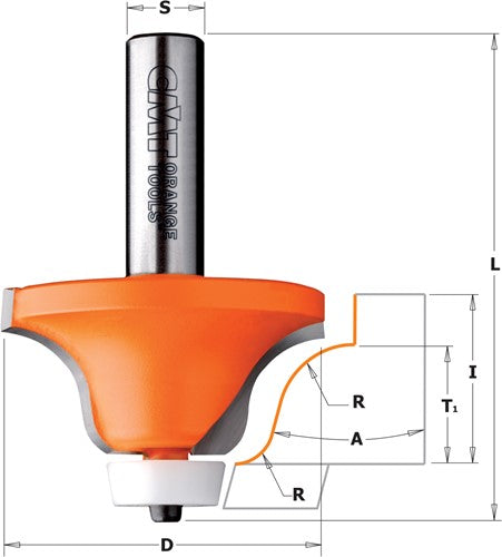 Kwartronde frees met "Delrin" lager 15°, HW 980