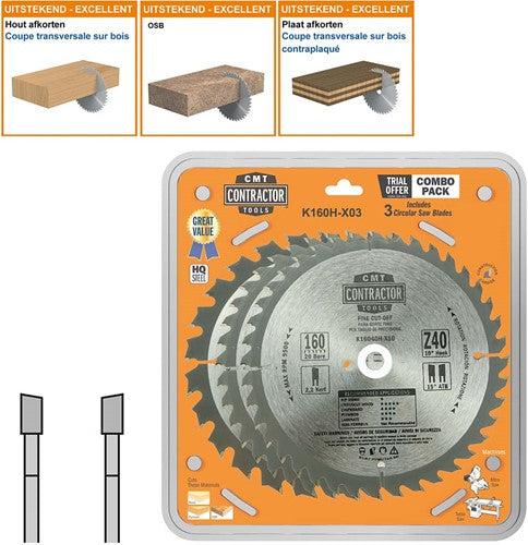 HW Contractor K160 universele zaagbladenset