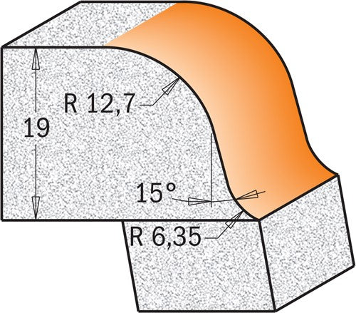 Kwartronde frees met "Delrin" lager 18°, HW 880