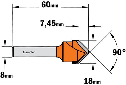 Fraise à rainures en V 90° (Alucobond), HW 915