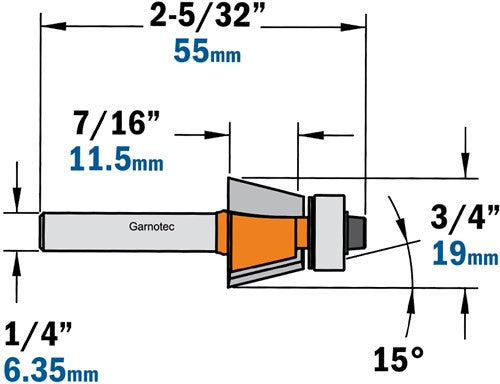 Chamfer cutter with bearing, HW 836